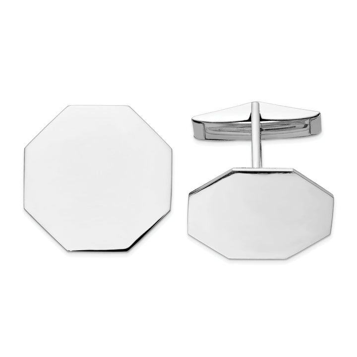 14K White Gold Solid Octagon Cuff Links
