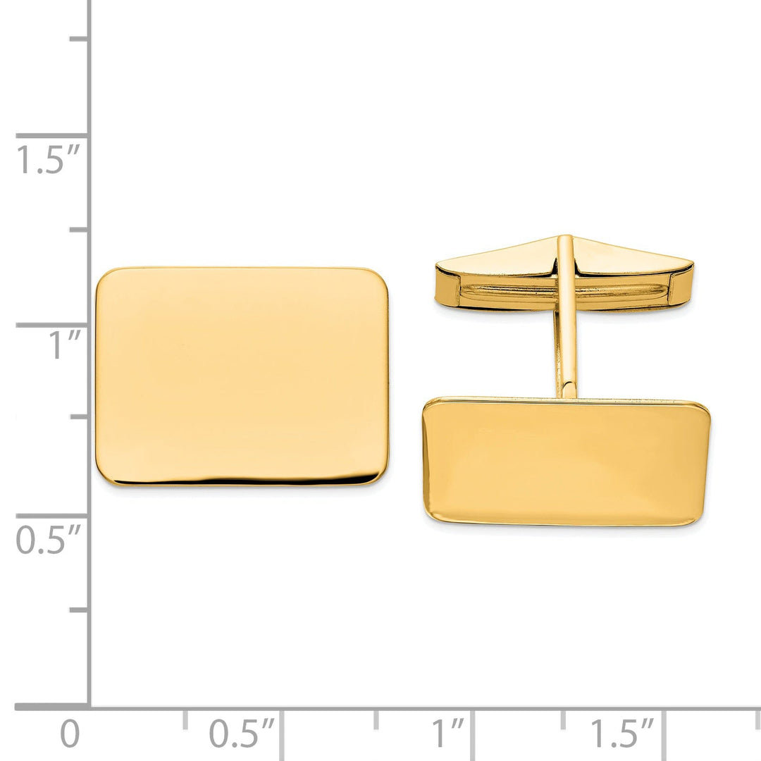 14k Yellow Gold Rectangular Design Cuff Links