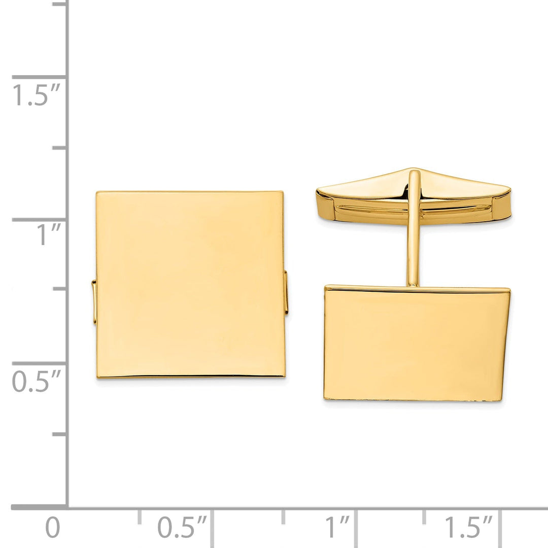 14k Yellow Gold Solid Square Design Cuff Links