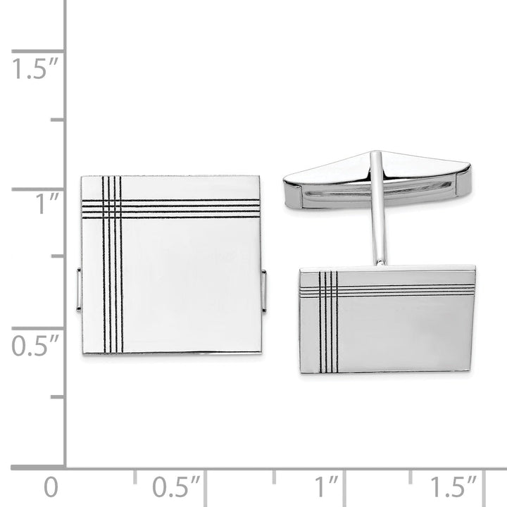 14k White Gold Solid Square Design Cuff Links