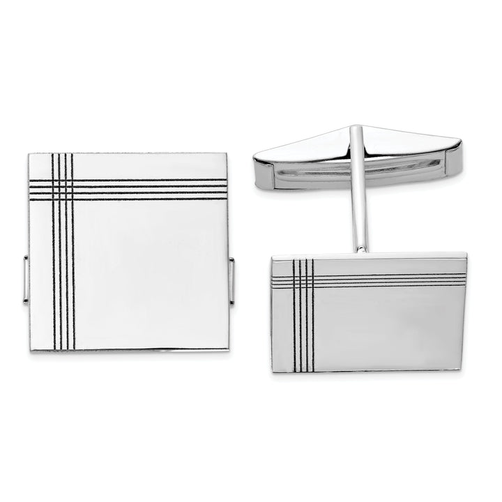 14k White Gold Solid Square Design Cuff Links
