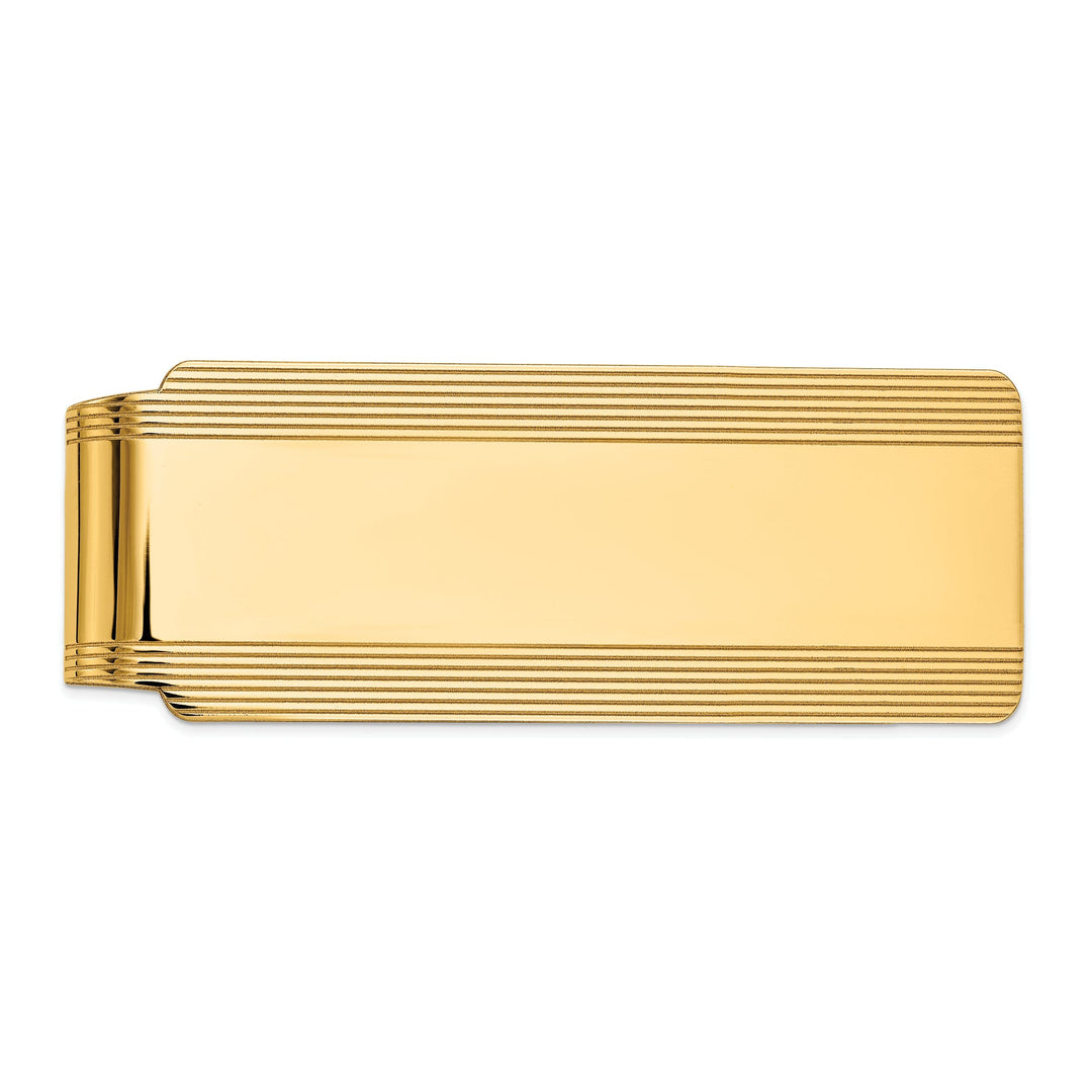 14k Yellow Gold Solid Line Design Money Clip.