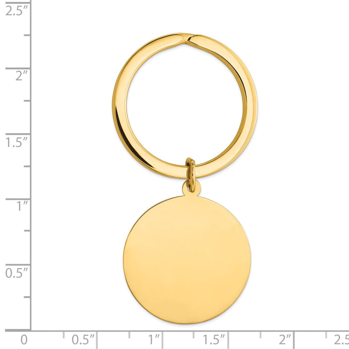 14k Yellow Gold Solid High Round Disc Key Ring