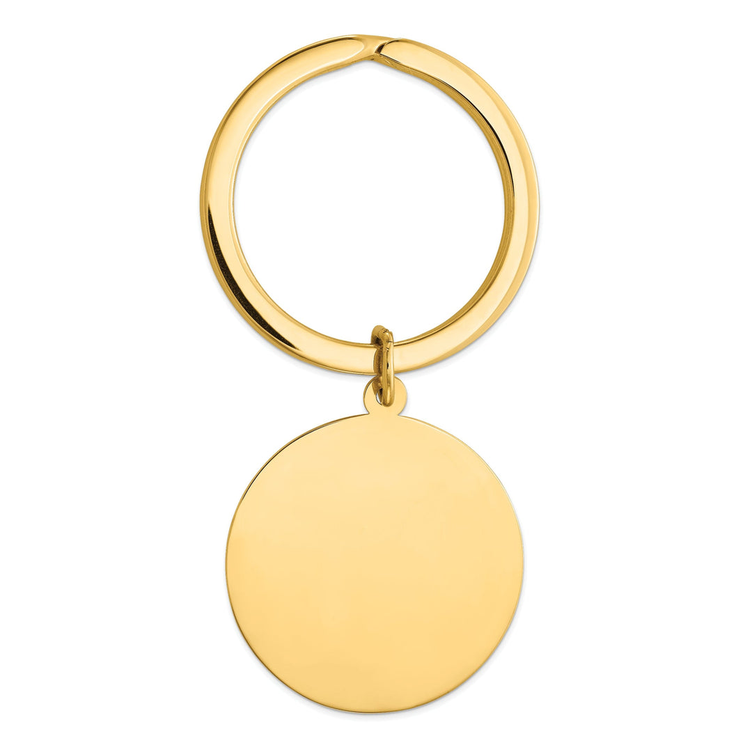 14k Yellow Gold Solid High Round Disc Key Ring