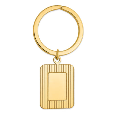 14k Yellow Gold Solid Rectangle Design Key Ring.