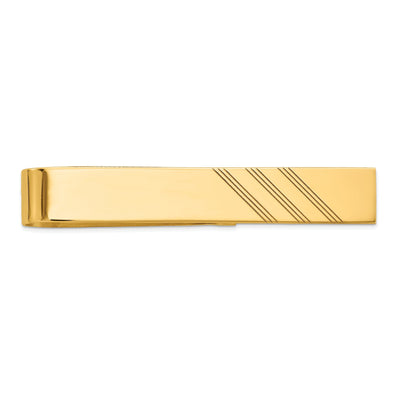 14k Yellow Gold Solid with Line Design Tie Bar at $ 540.92 only from Jewelryshopping.com