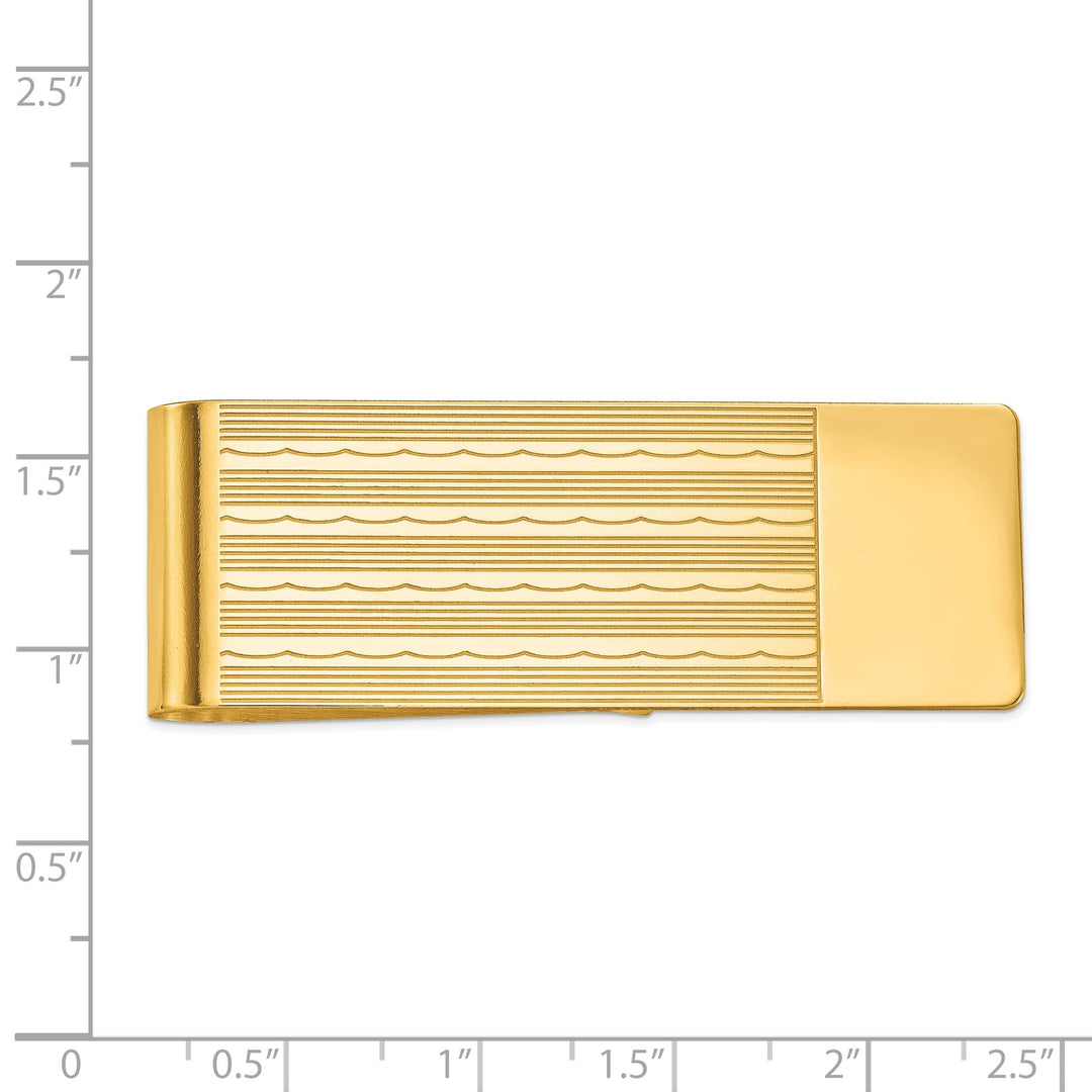 14k Yellow Gold Solid Line Design Money Clip.