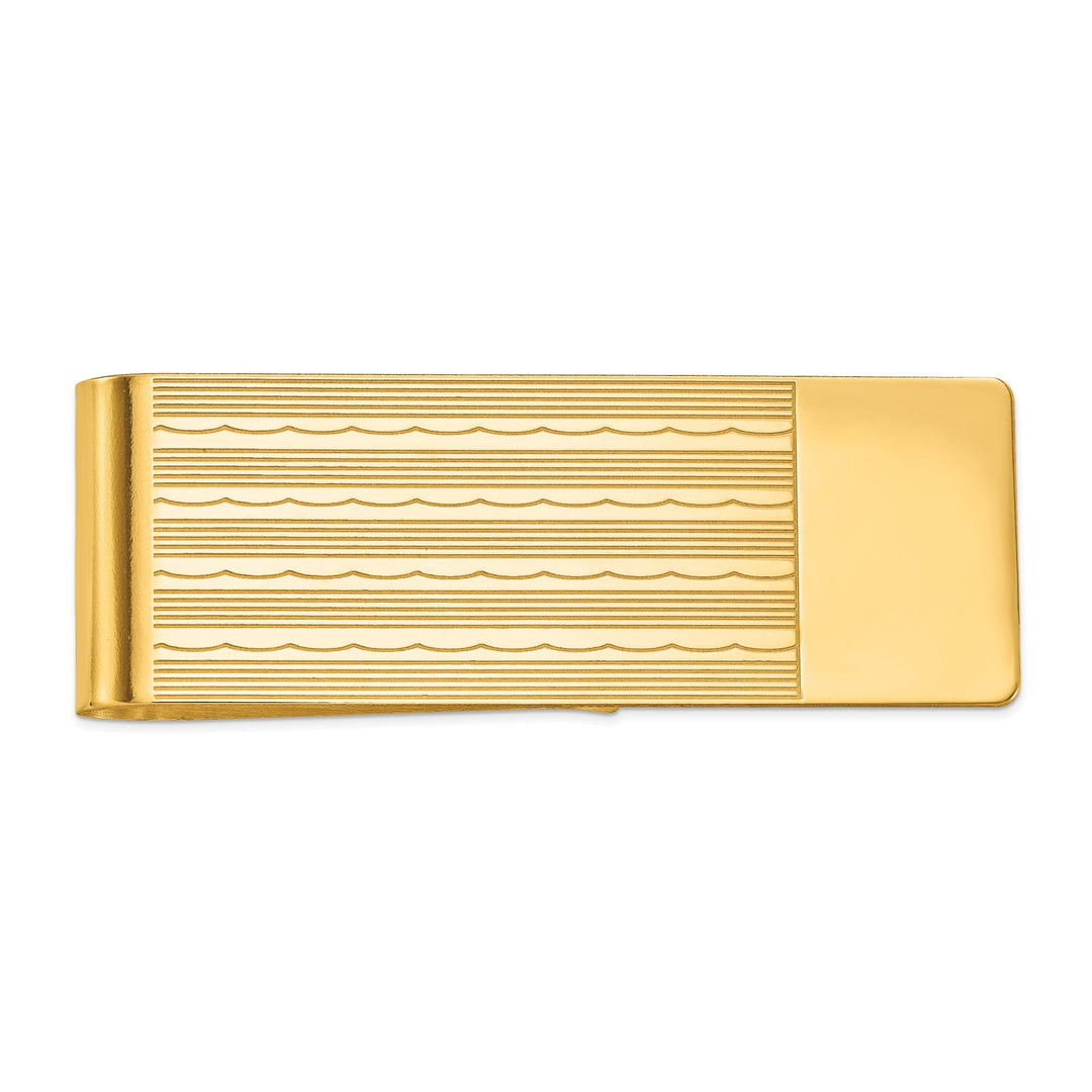 14k Yellow Gold Solid Line Design Money Clip.