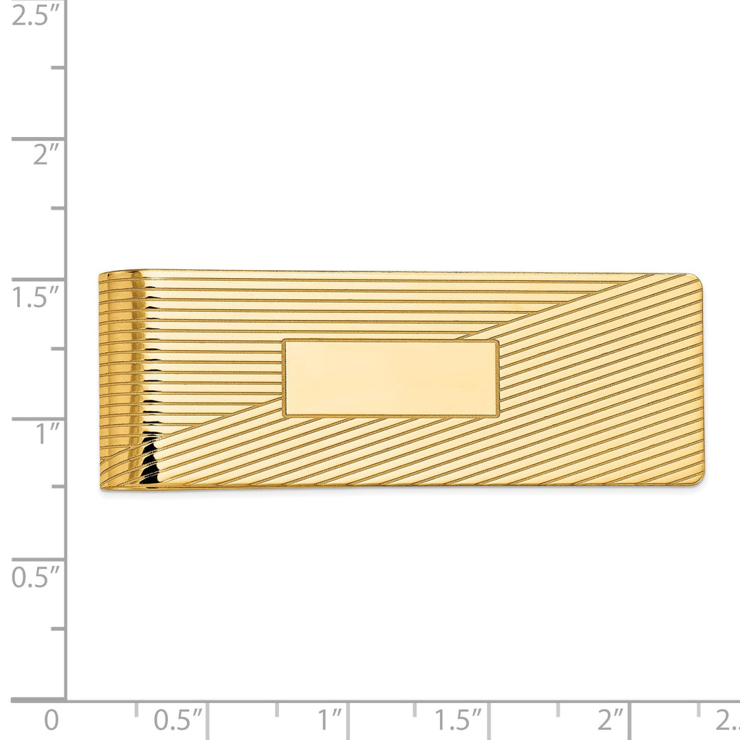 14k Yellow Gold Solid Line Design Money Clip.