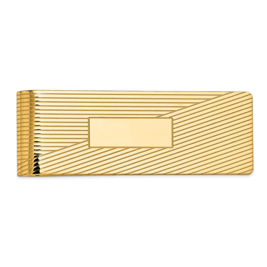 14k Yellow Gold Solid Line Design Money Clip.