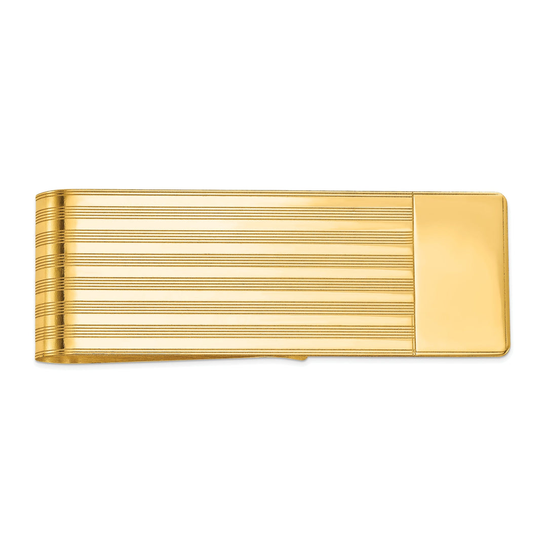 14k Yellow Gold Solid Line Design Money Clip.