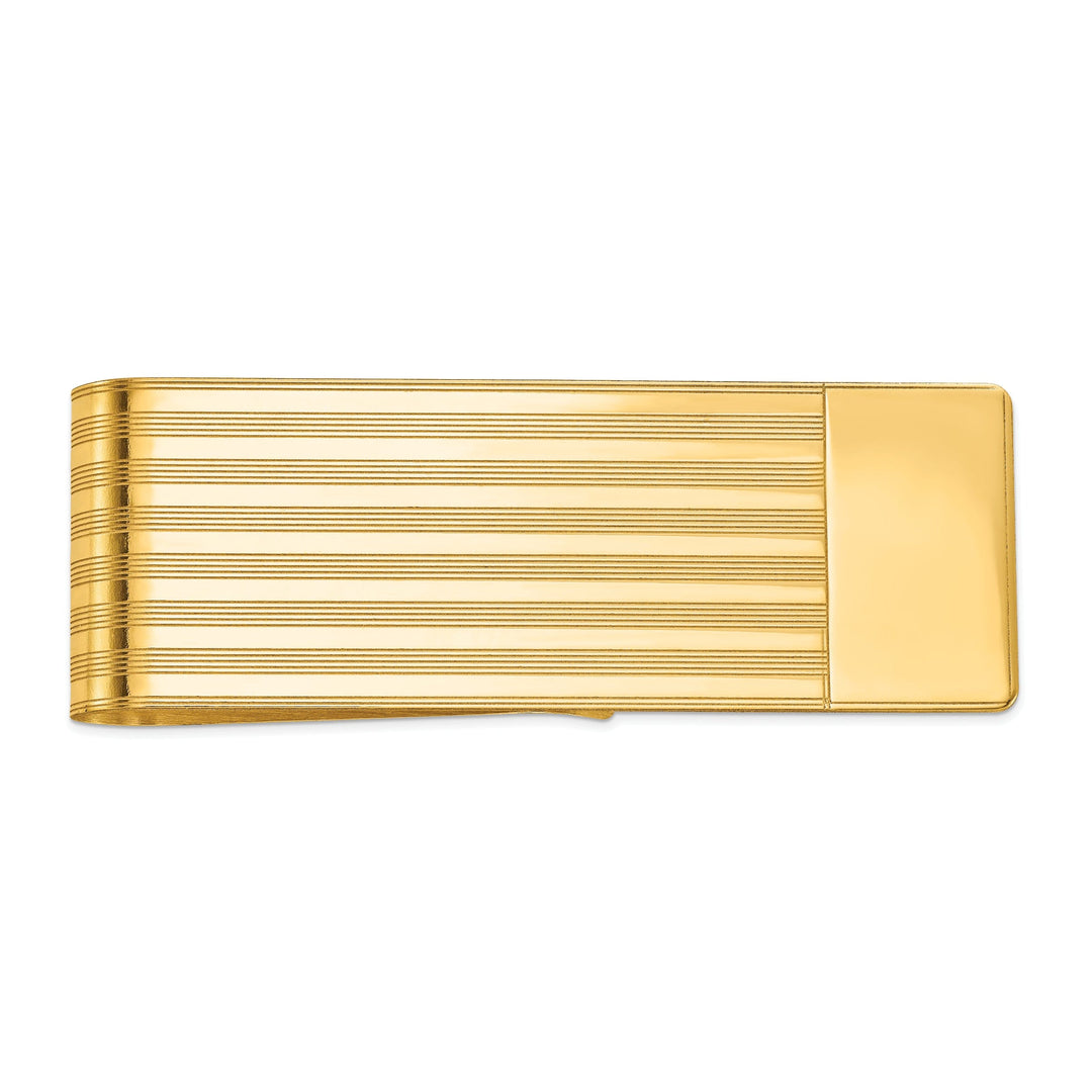 14k Yellow Gold Solid Line Design Money Clip.