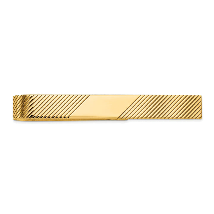 14k Yellow Gold Solid with Line Design Tie Bar