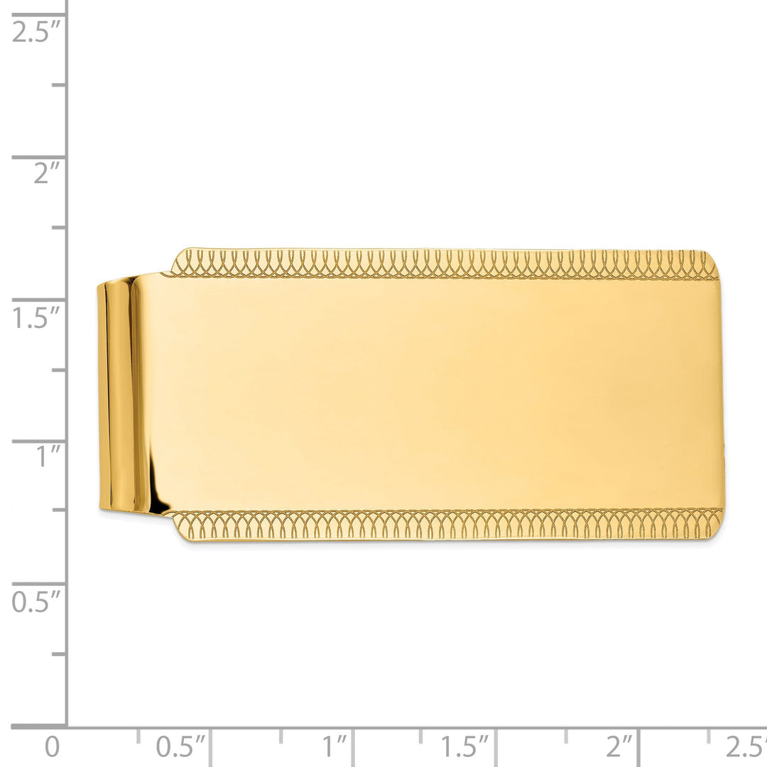 14k Yellow Gold Solid Edged Design Money Clip.