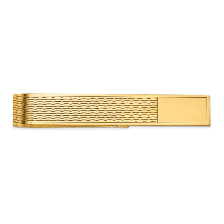 14k Yellow Gold Solid with Line Design Tie Bar