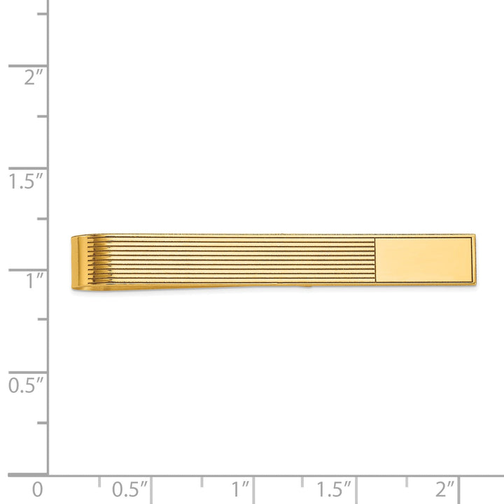 14k Yellow Gold Solid with Line Design Tie Bar