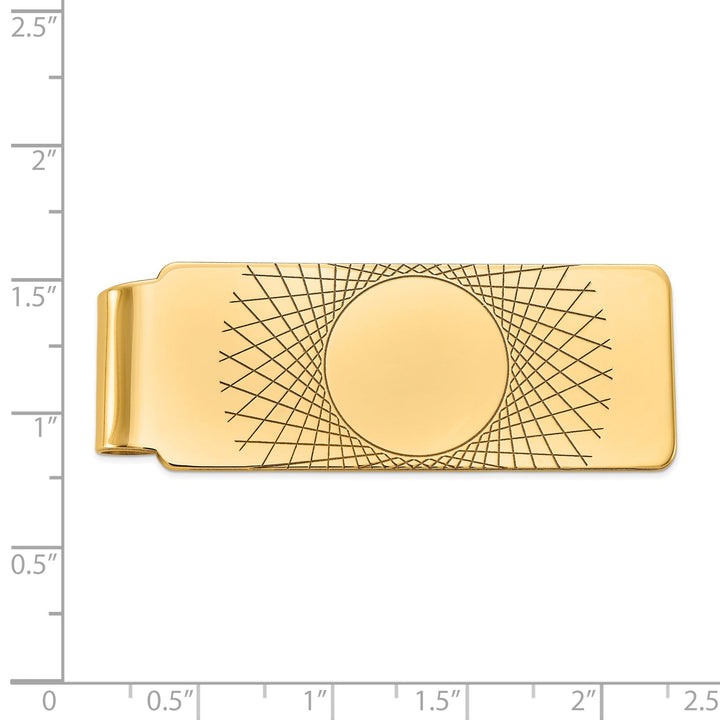 14k Yellow Gold Solid Circle Design Money Clip.