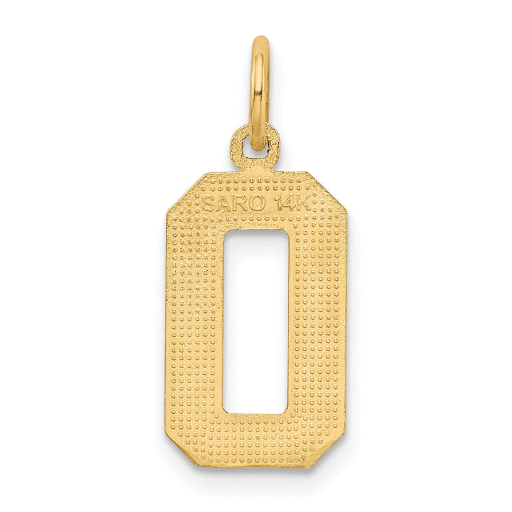 14K Yellow Gold Polished Diamond Cut Finish Medium Size Number 0 Charm Pendant