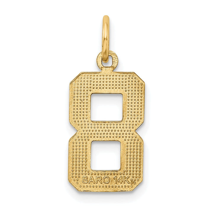 14K Yellow Gold Polished Diamond Cut Finish Medium Size Number 8 Charm Pendant