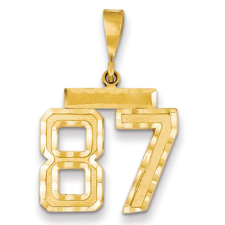 14K Yellow Gold Polished D.C Finish Medium Size Number 87 Pendant