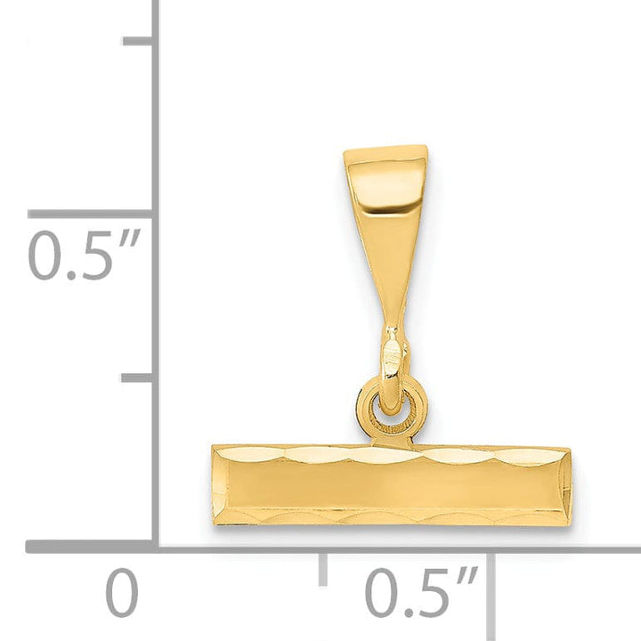 14k Yellow Gold D.C Finished Medium Size Top Bar Pendant
