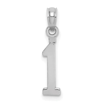 14K White Gold Polished Finished Block Design Number 1 Charm Pendant at $ 46.34 only from Jewelryshopping.com