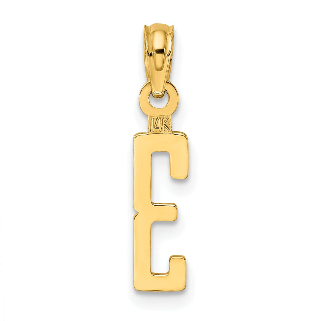 14K Yellow Gold Polished Finished Block Script Design Number 3 Charm Pendant