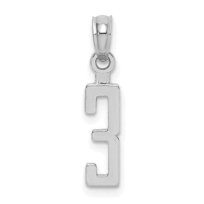14K White Gold Polished Finished Block Script Design Number 3 Charm Pendant at $ 54.59 only from Jewelryshopping.com