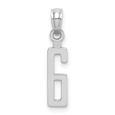 14K White Gold Polished Finished Block Script Design Number 6 Charm Pendant at $ 56.64 only from Jewelryshopping.com