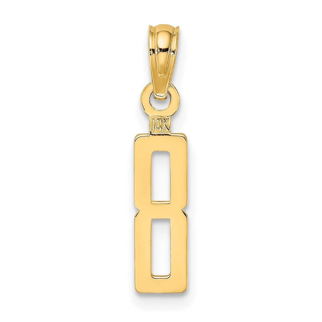 14K Yellow Gold Polished Finished Block Script Design Number 8 Charm Pendant