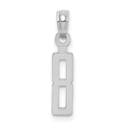 14K White Gold Polished Finished Block Script Design Number 8 Charm Pendant at $ 61.78 only from Jewelryshopping.com