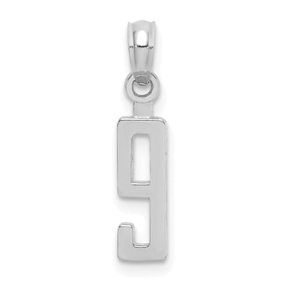 14K White Gold Polished Finished Block Script Design Number 9 Charm Pendant at $ 54.59 only from Jewelryshopping.com