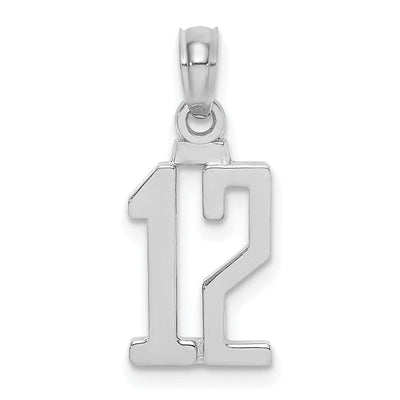 14K White Gold Polished Finished Block Script Design Number 12 Charm Pendant at $ 89.71 only from Jewelryshopping.com