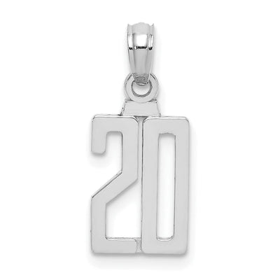 14K White Gold Polished Finished Block Script Design Number 20 Charm Pendant at $ 93.79 only from Jewelryshopping.com