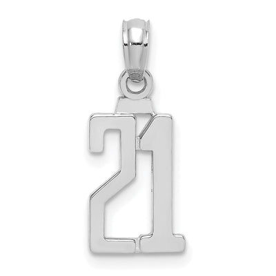 14K White Gold Polished Finished Block Script Design Number 21 Charm Pendant at $ 88.71 only from Jewelryshopping.com