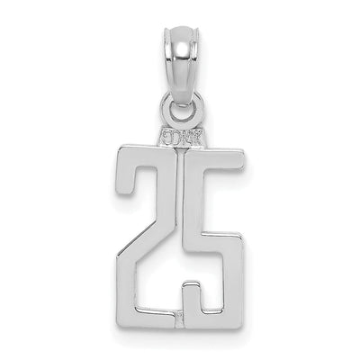 14K White Gold Polished Finished Block Script Design Number 25 Charm Pendant at $ 85.63 only from Jewelryshopping.com