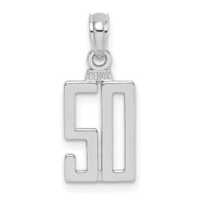14K White Gold Polished Finished Block Script Design Number 50 Charm Pendant at $ 92.77 only from Jewelryshopping.com