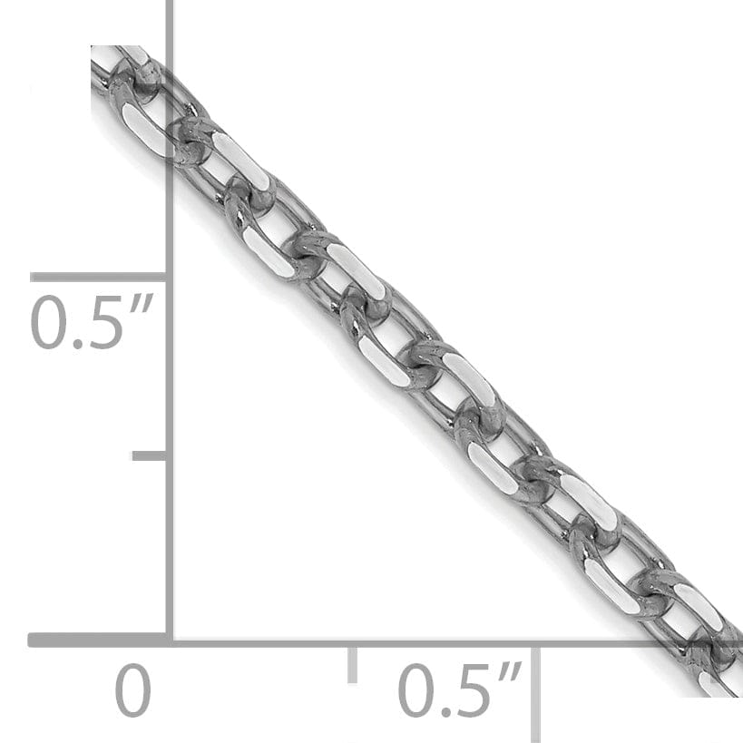 14k White Gold 3.00mm Round Link Cable Chain