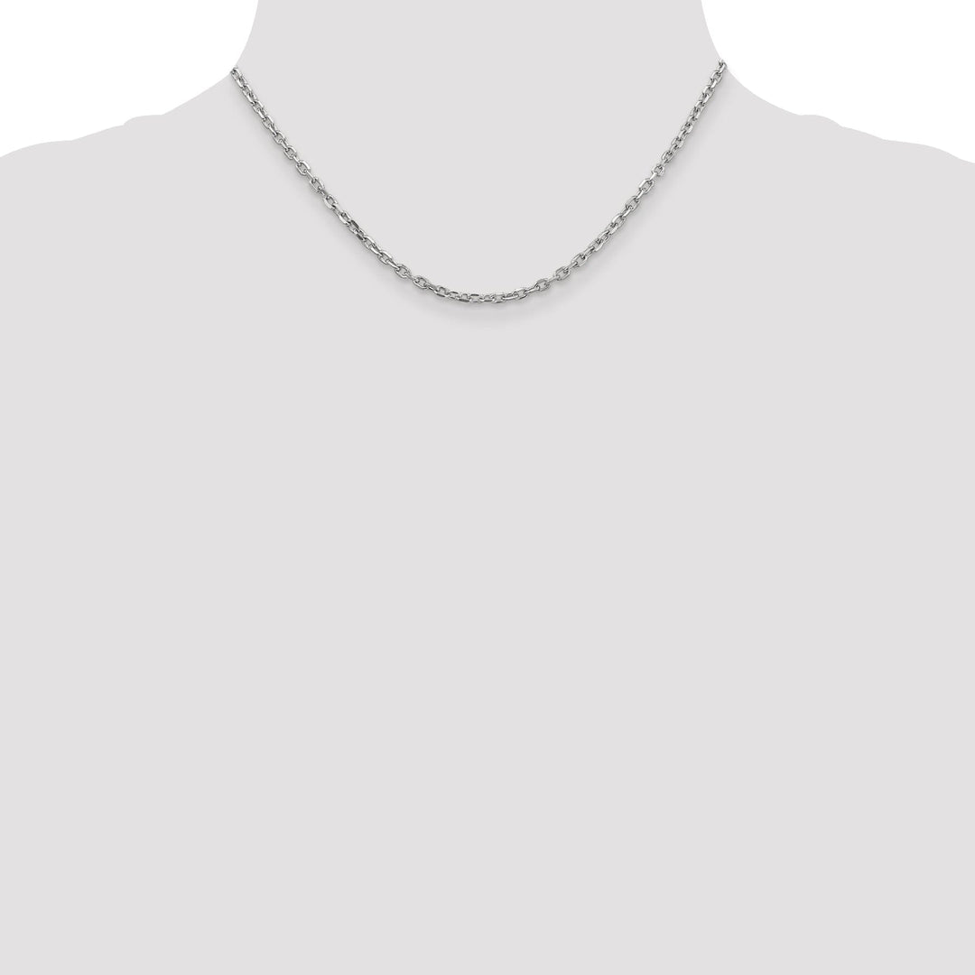 14k White Gold 3.00mm Round Link Cable Chain