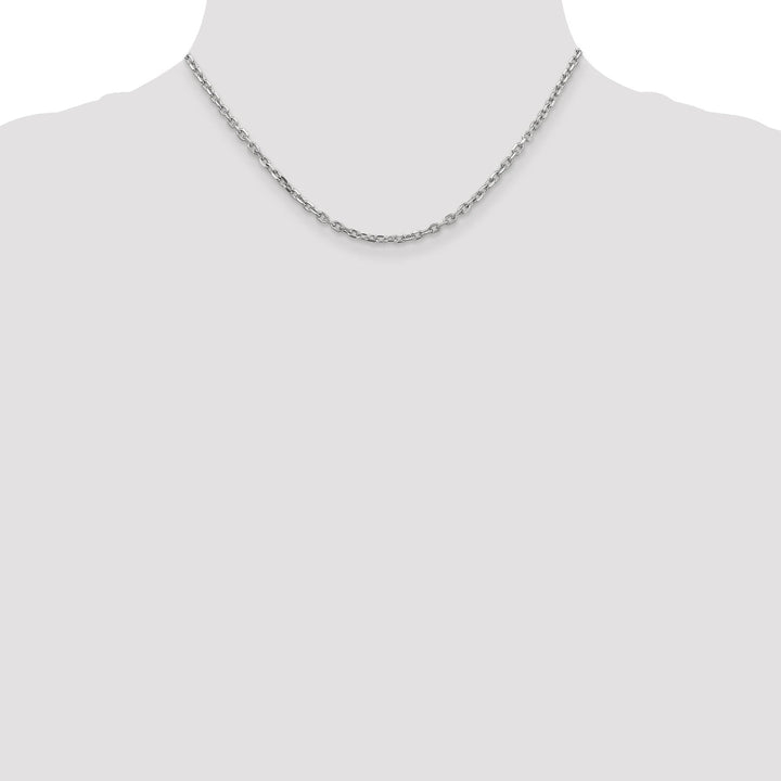 14k White Gold 3.00mm Round Link Cable Chain