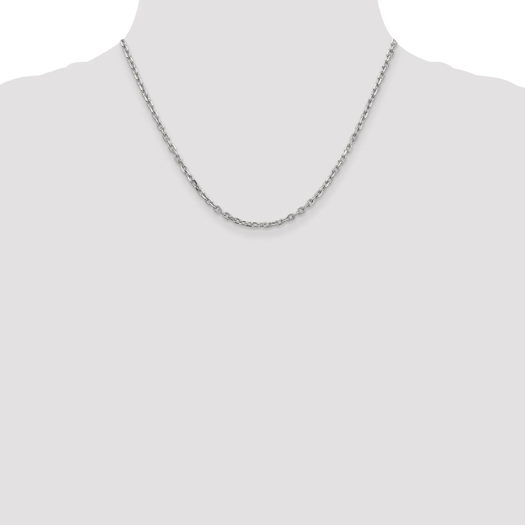 14k White Gold 3.00mm Round Link Cable Chain