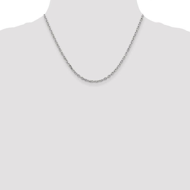 14k White Gold 3.00mm Round Link Cable Chain