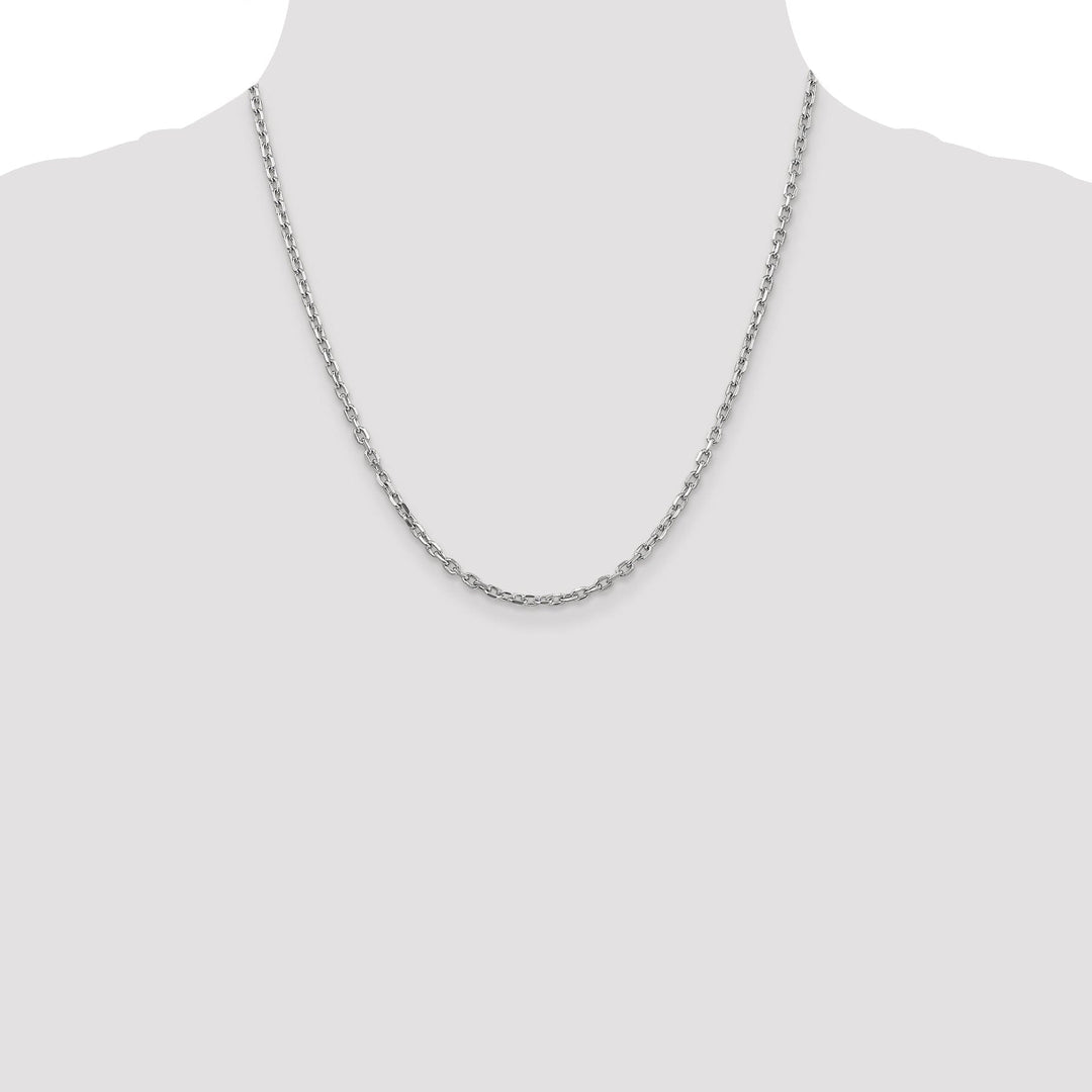 14k White Gold 3.00mm Round Link Cable Chain