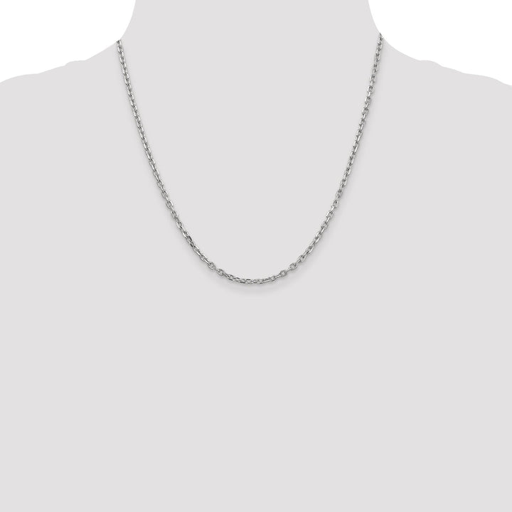 14k White Gold 3.00mm Round Link Cable Chain