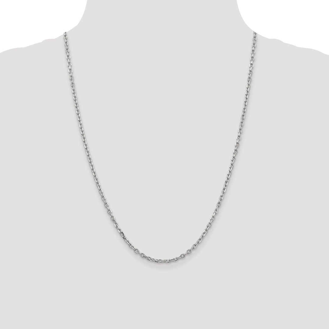 14k White Gold 3.00mm Round Link Cable Chain