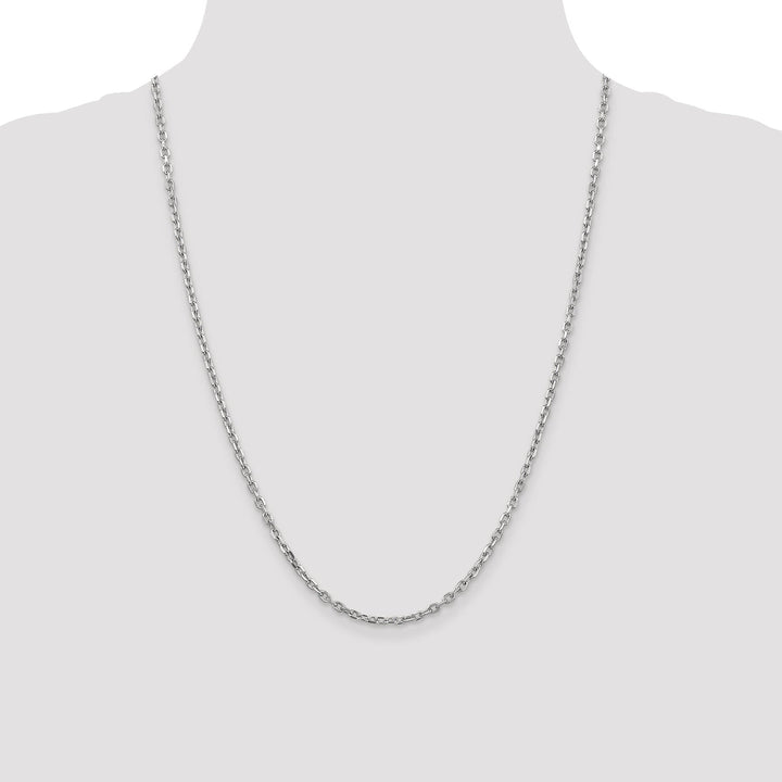 14k White Gold 3.00mm Round Link Cable Chain