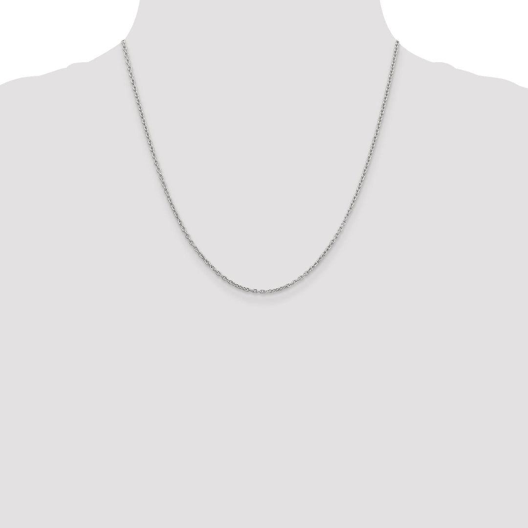 14k White Gold 2.00mm Round Link Cable Chain