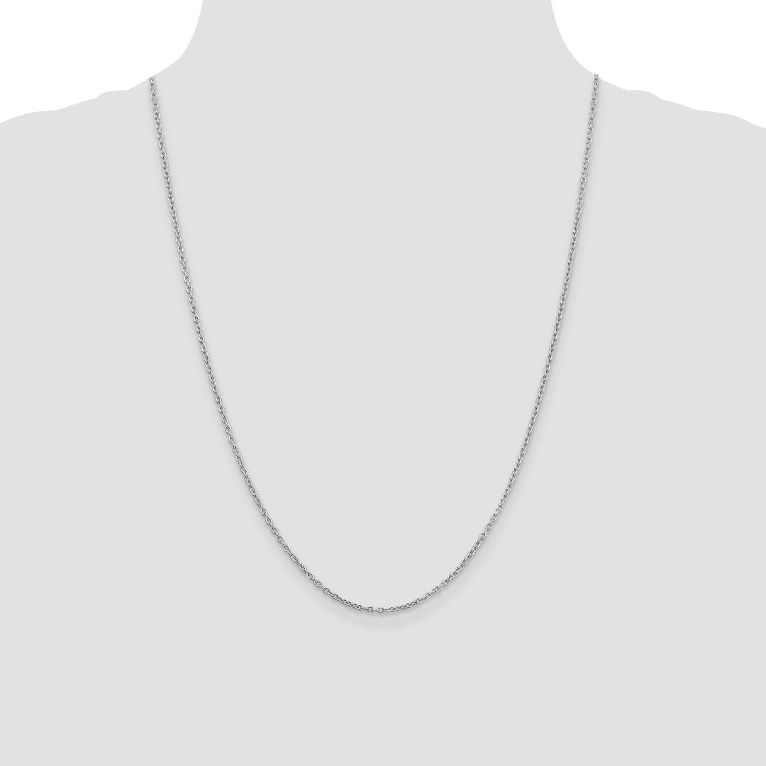 14k White Gold 2.00mm Round Link Cable Chain