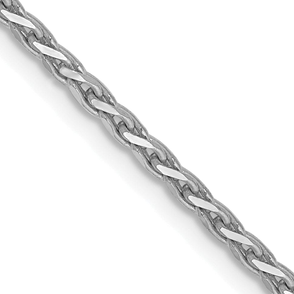 14k White Gold 1.9m Solid Round D.C Wheat Chain