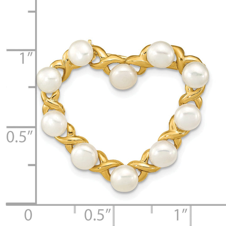 14K Yellow Gold Polished Finish Women's 4-5 mm Size White Freshwater Cultured Heart Shape Design Brooch Pin